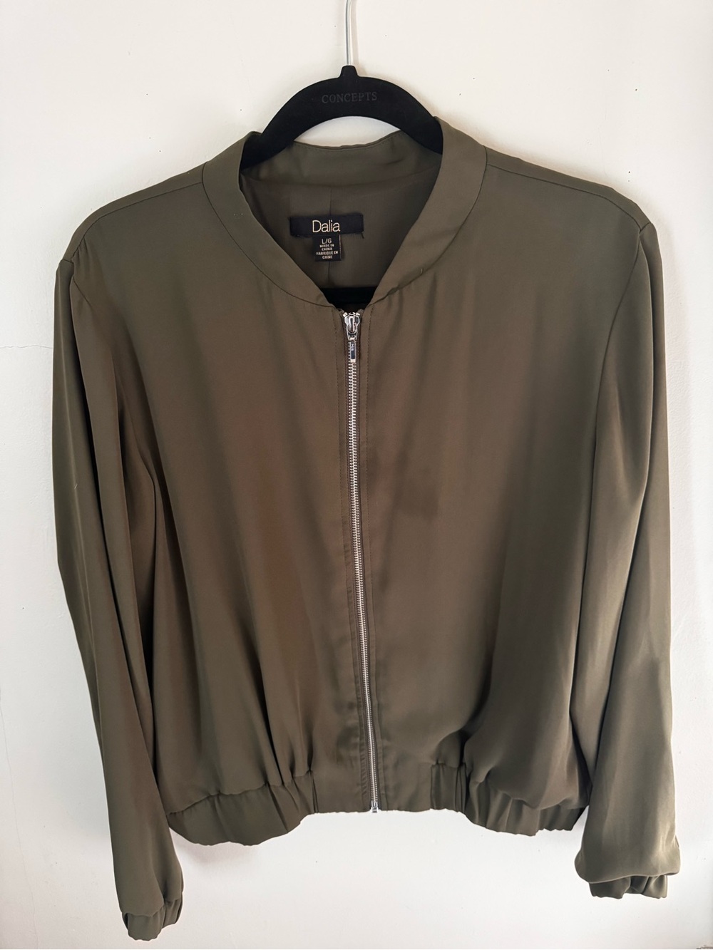 Daila Army Green Zip-Up Blouse Jacket Size Large